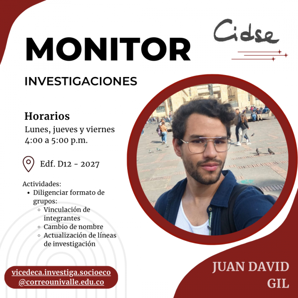 El CIDSE y la Vicedecanatura de Investigaciones de la Facultad, presentan el Monitor de Investigaciones y sus horarios