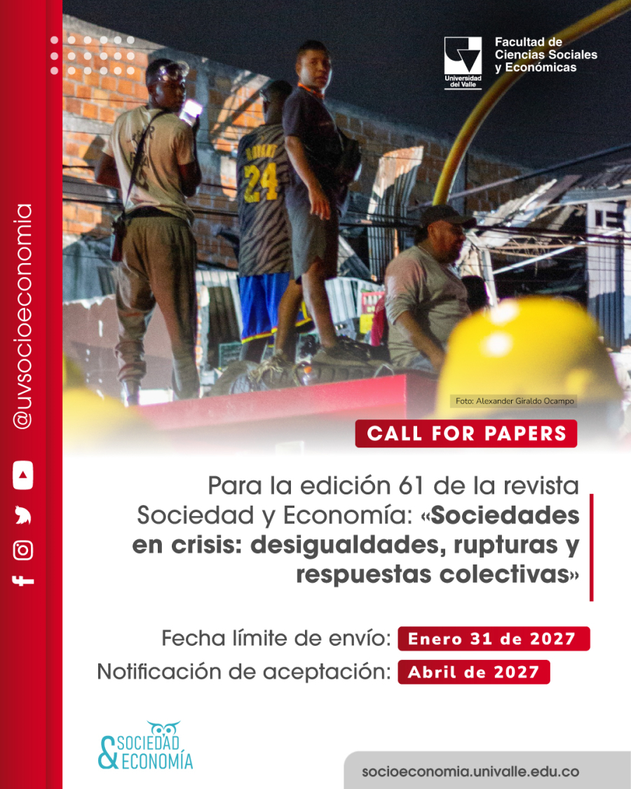 Call for Papers: Revista Sociedad y Econom&iacute;a N&ordm; 61